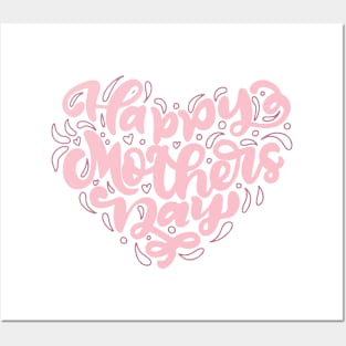 Happy Mother's Day Pink Heart Posters and Art